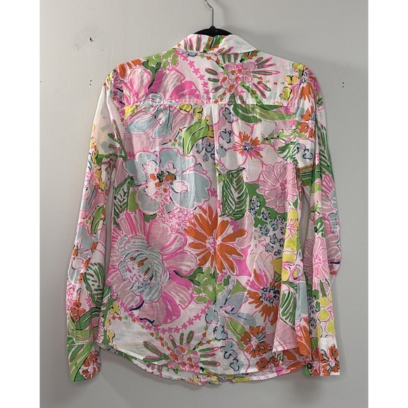 Lilly Pulitzer Women S Floral Bright Color Button Long Sleeve Resort Beach *READ - Picture 3 of 7